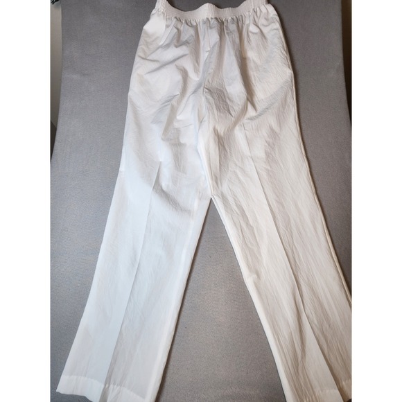 BonWorth Pants - BonWorth Womens White Elastic Waist Straight Leg Textured Pants Size‎ L